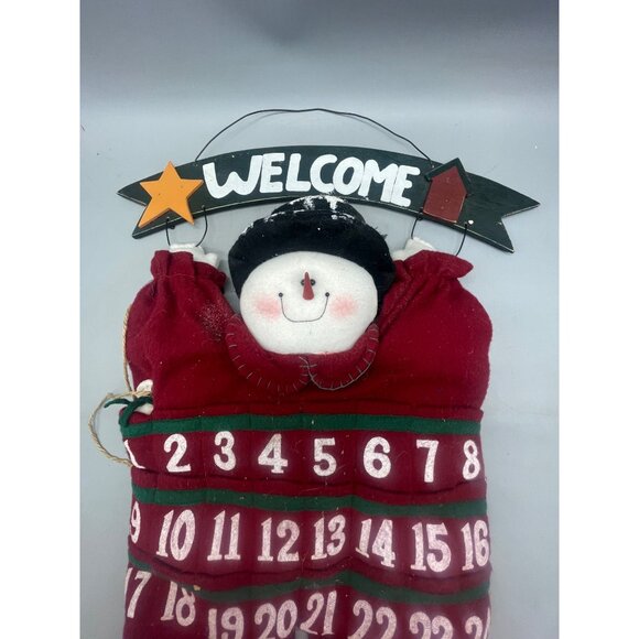 advent Christmas countdown calendar plush snowman welcome wood sign plush READ - Picture 2 of 11